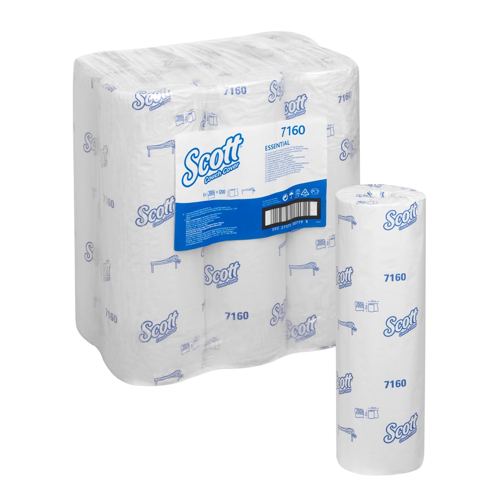 Scott® Essential™ Onderzoeksbankpapier (39 cm) 7160 - 6 rollen x 200 witte, 1-laags doeken - 7160