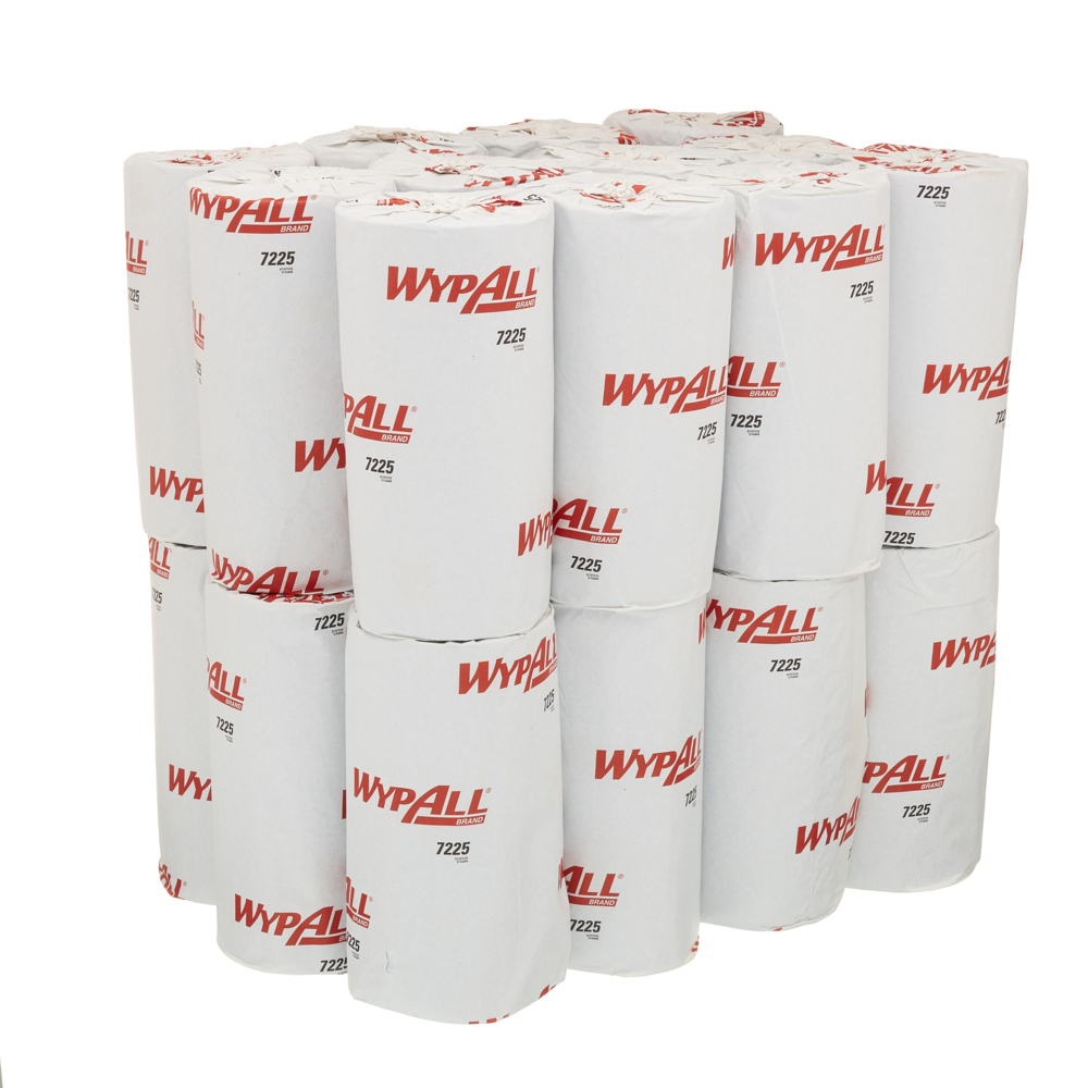 WypAll® Rol papieren doekjes voor horeca en persoonlijke verzorging, L10 Compacte Rol 7225 - 24 rollen x 165 vellen, 1-laags, Blauw - 7225