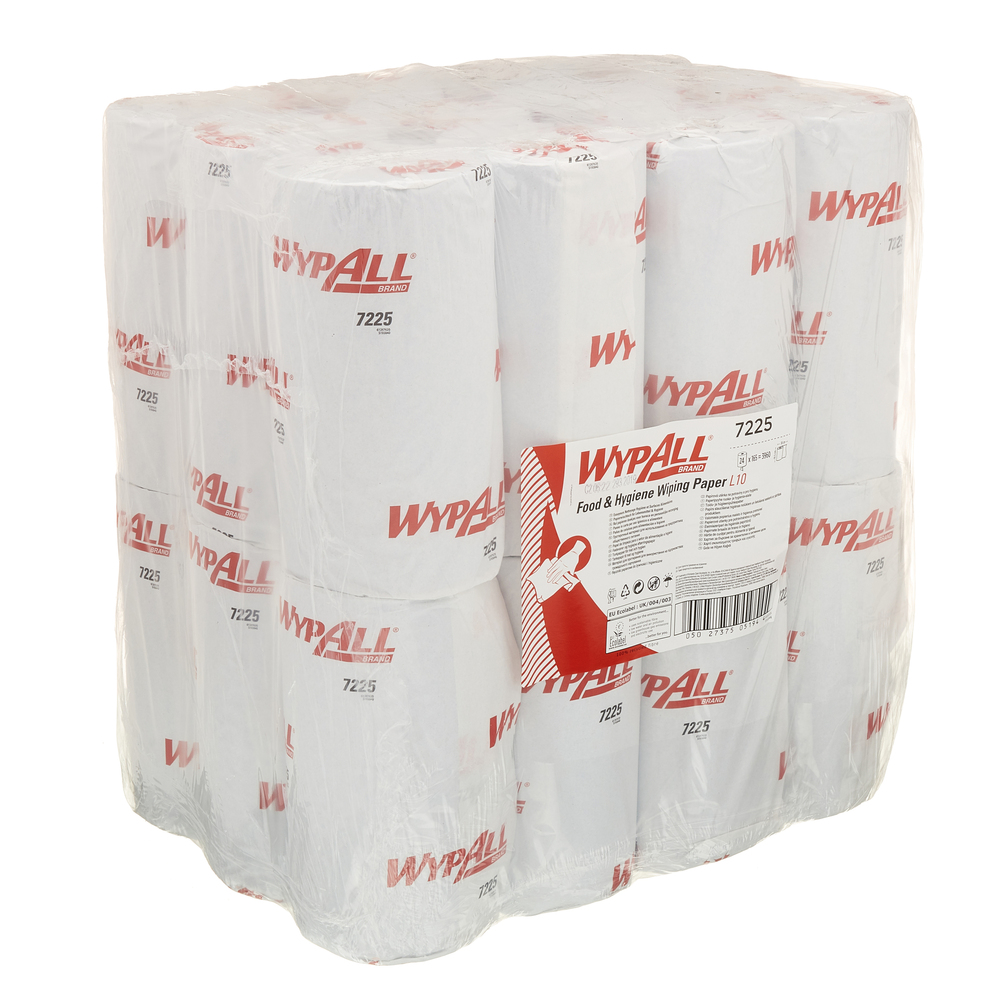 WypAll® Rollo compacto de paños de celulosa para alimentación e higiene L10 7225 - 24 rollos x 165 hojas, 1 capa, azul - 7225