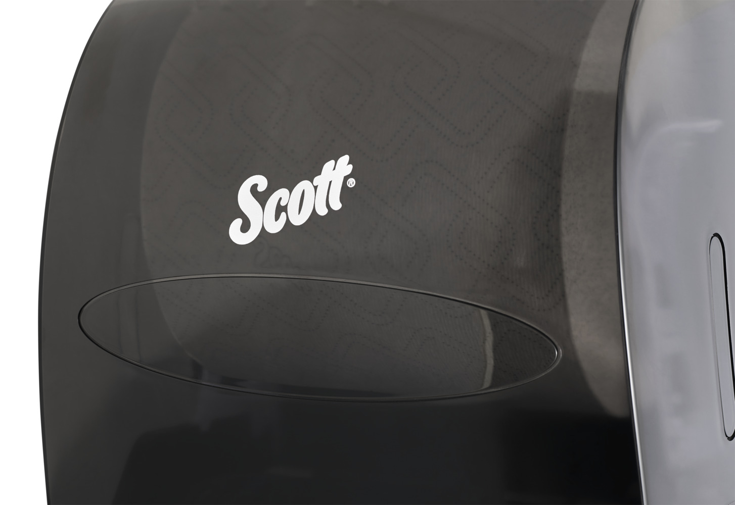 Distributrice d’essuie-mains en rouleau dur compatible avec les produits Scott Essential (46253), changement rapide, garantie à vie, fumée (noire) - 46253