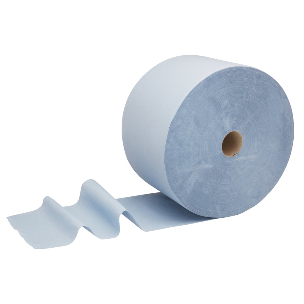 WypAll® Papierwischtücher für Instandhaltungsarbeiten L20, Jumborolle – extralang 7317 – 1 Rolle x 1.000 Wischtücher, 2-lagig, blau - 7317