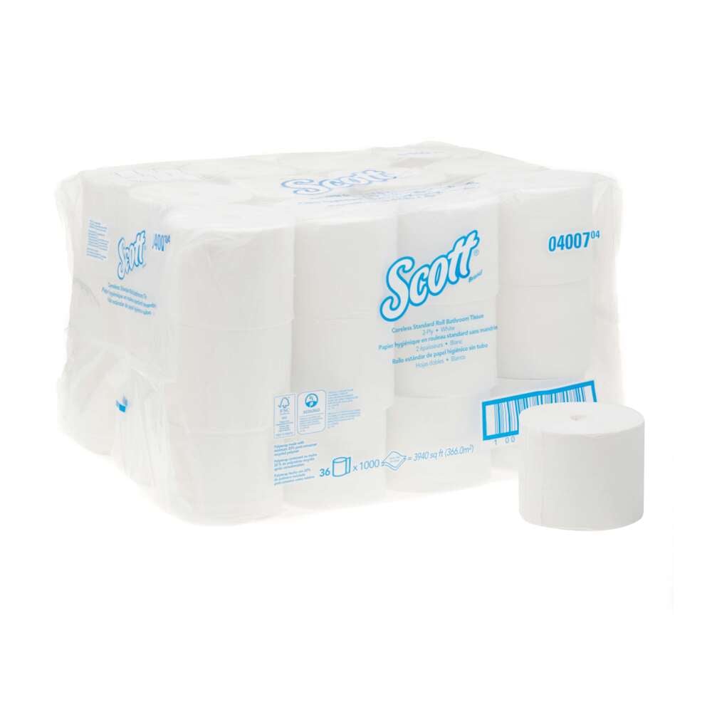 Rotolo di carta igienica standard senza anima Scott® Essential™ 4007 - 36 rotoli x 1.000 strappi a 2 veli, colore bianco (36.000 strappi) - 4007