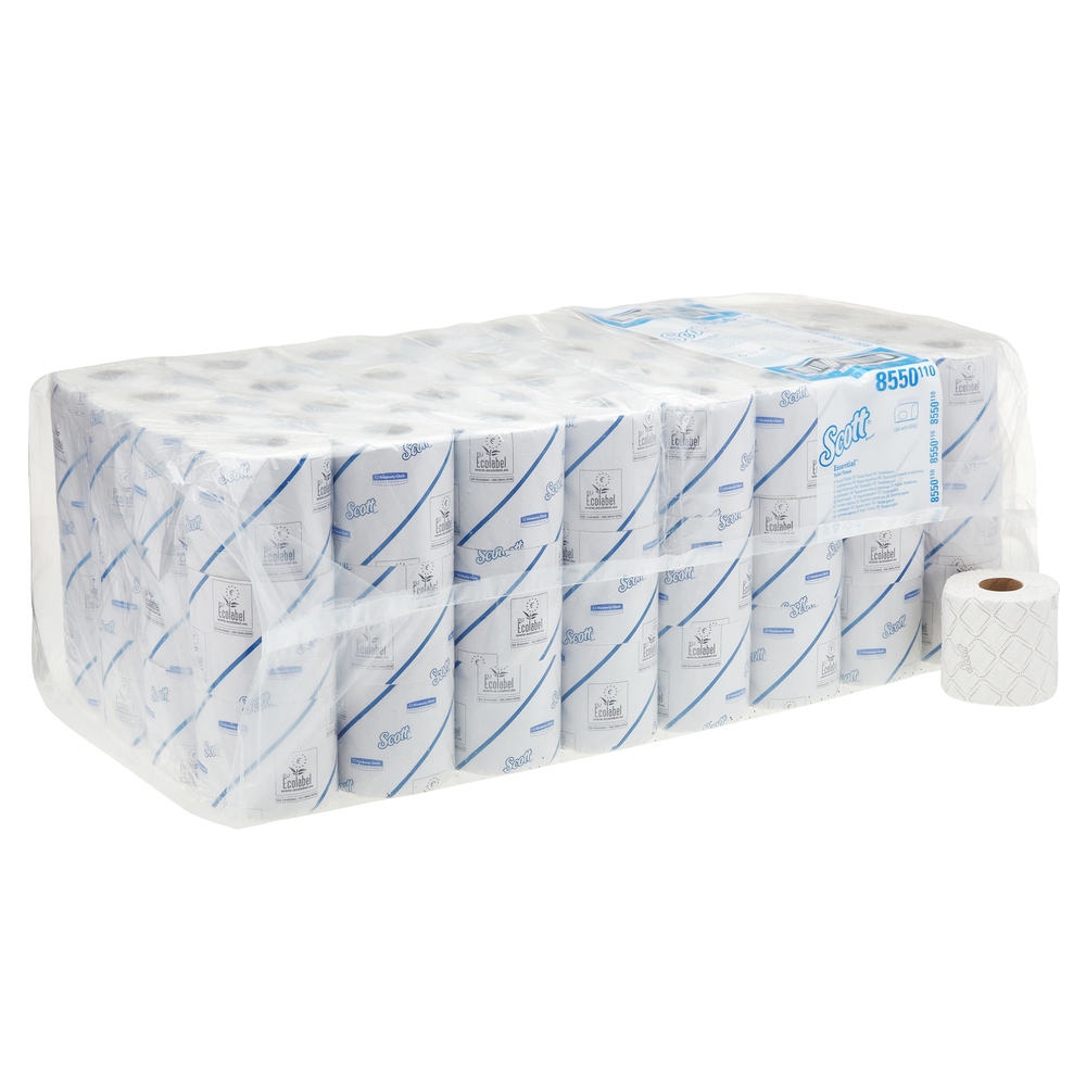 Papier toilette en rouleau standard Scott® Essential™ 8550, 96 rouleaux de 210 feuilles blanches, 2 épaisseurs (20 160 feuilles au total) - 8550