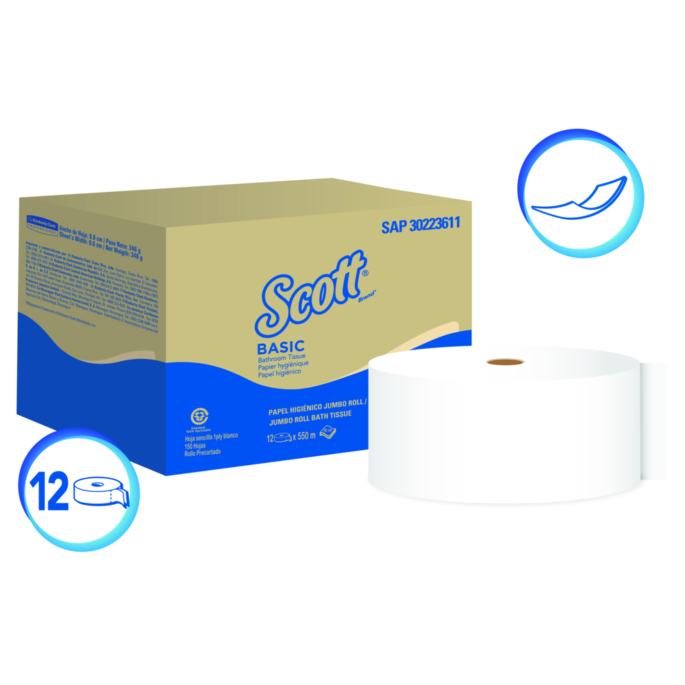 Scott® Essential Papel Higiénico en Rollo 30241021 - 250m/Rollo, 4  Rollos/Caja (1000m)​