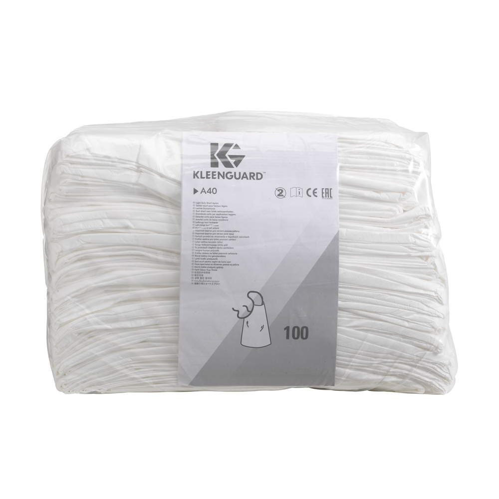 Tablier court pour travaux légers KleenGuard® A40 44481 - Blanc, taille unique, 100 x 1 (100 pièces au total) - 44481
