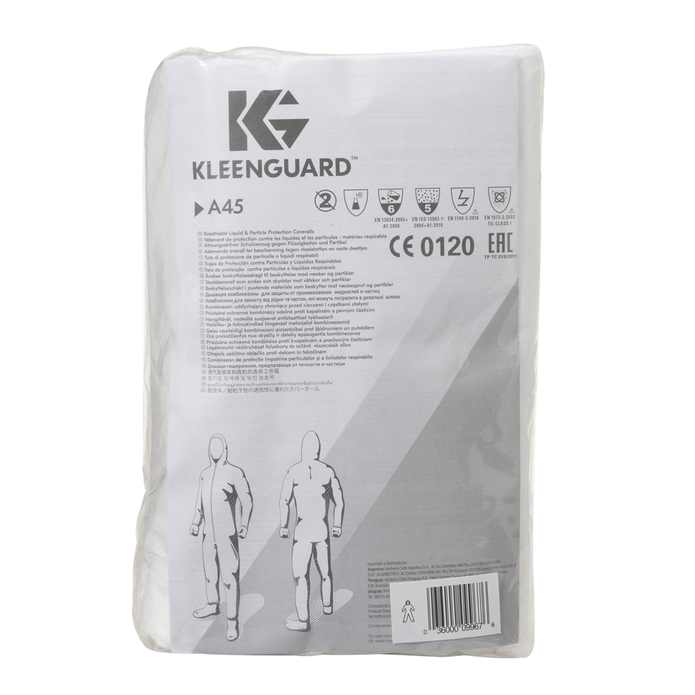 Combinaison respirante à capuche contre les particules et les liquides KleenGuard® A45 99650 - Blanc, taille S, 1 x 25 (25 pièces au total) - 99650