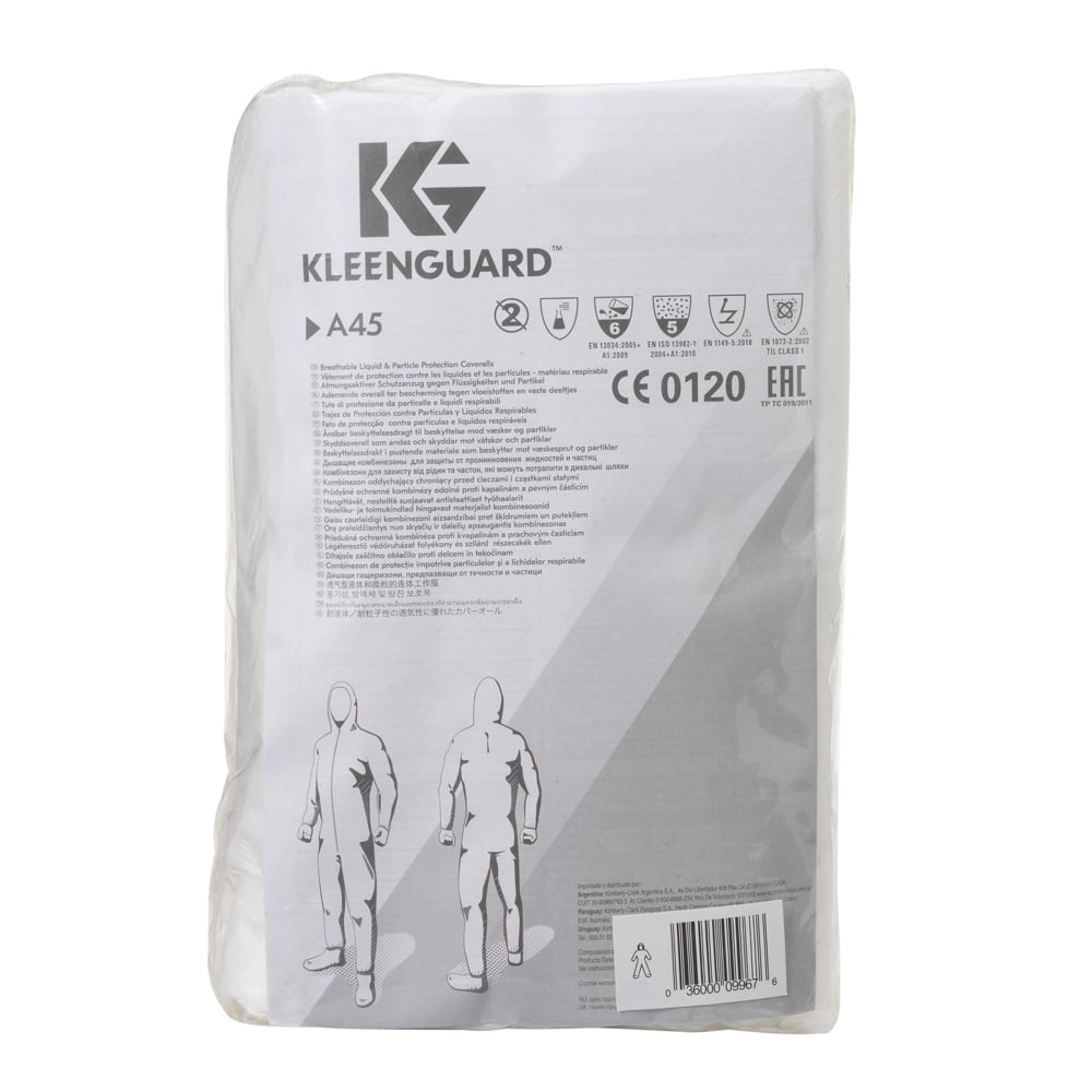 KleenGuard® A45 Breathable Liquid & Particle Protection Hooded Coveralls 99690 - White, 2XL, 1x25 (25 total) - 99690