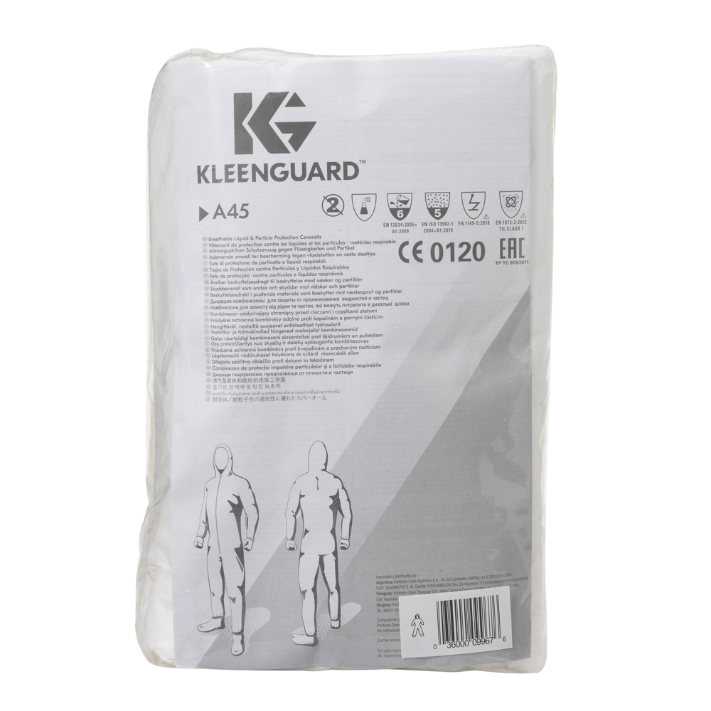 Combinaison respirante à capuche contre les liquides et les particules KleenGuard® A45 99690 - Blanc, taille XXL, 1 x 25 (25 pièces au total) - 99690