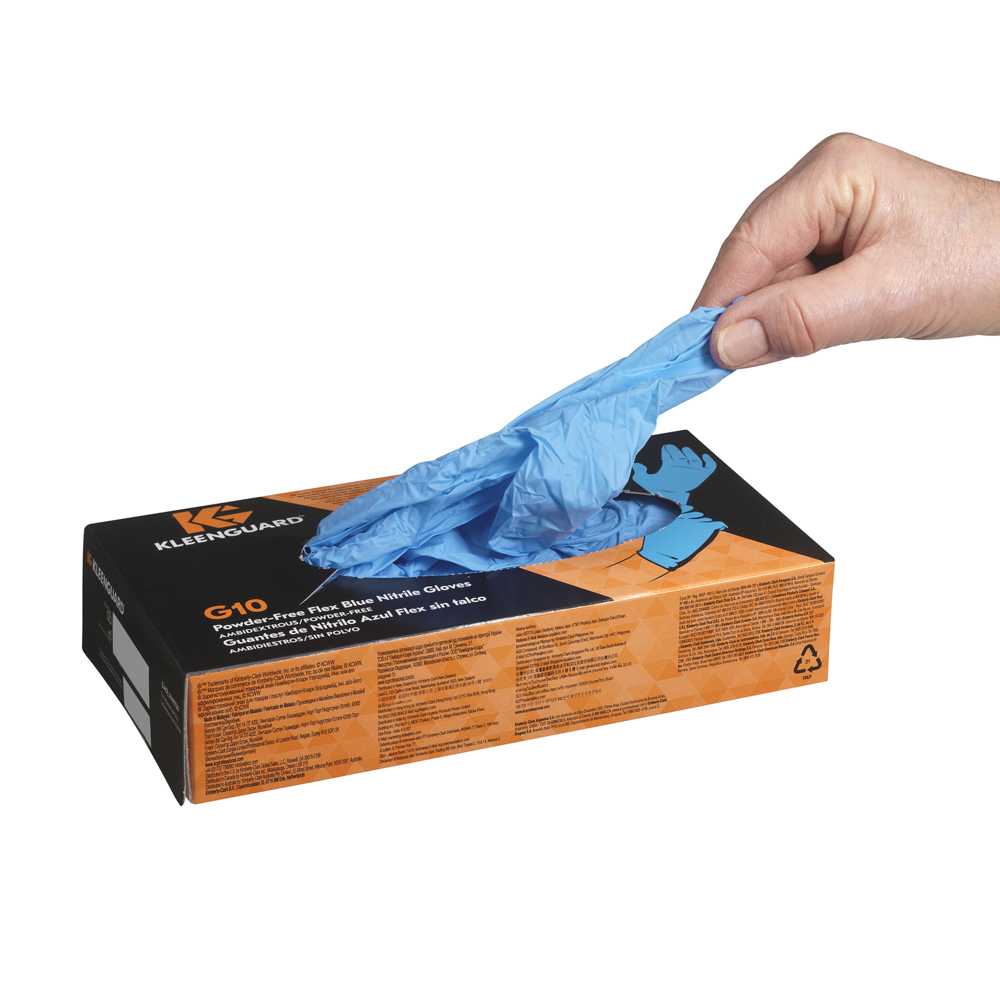 Gants ambidextres KleenGuard® G10 FleX Nitrile 38518 - Bleu, XS, 10 x 100 (1 000 gants) - 38518