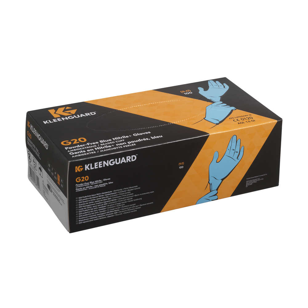 Gants ambidextres KleenGuard® G20 Nitrile 38706 - Bleu, XS, 10 x 100 (1 000 gants) - 38706
