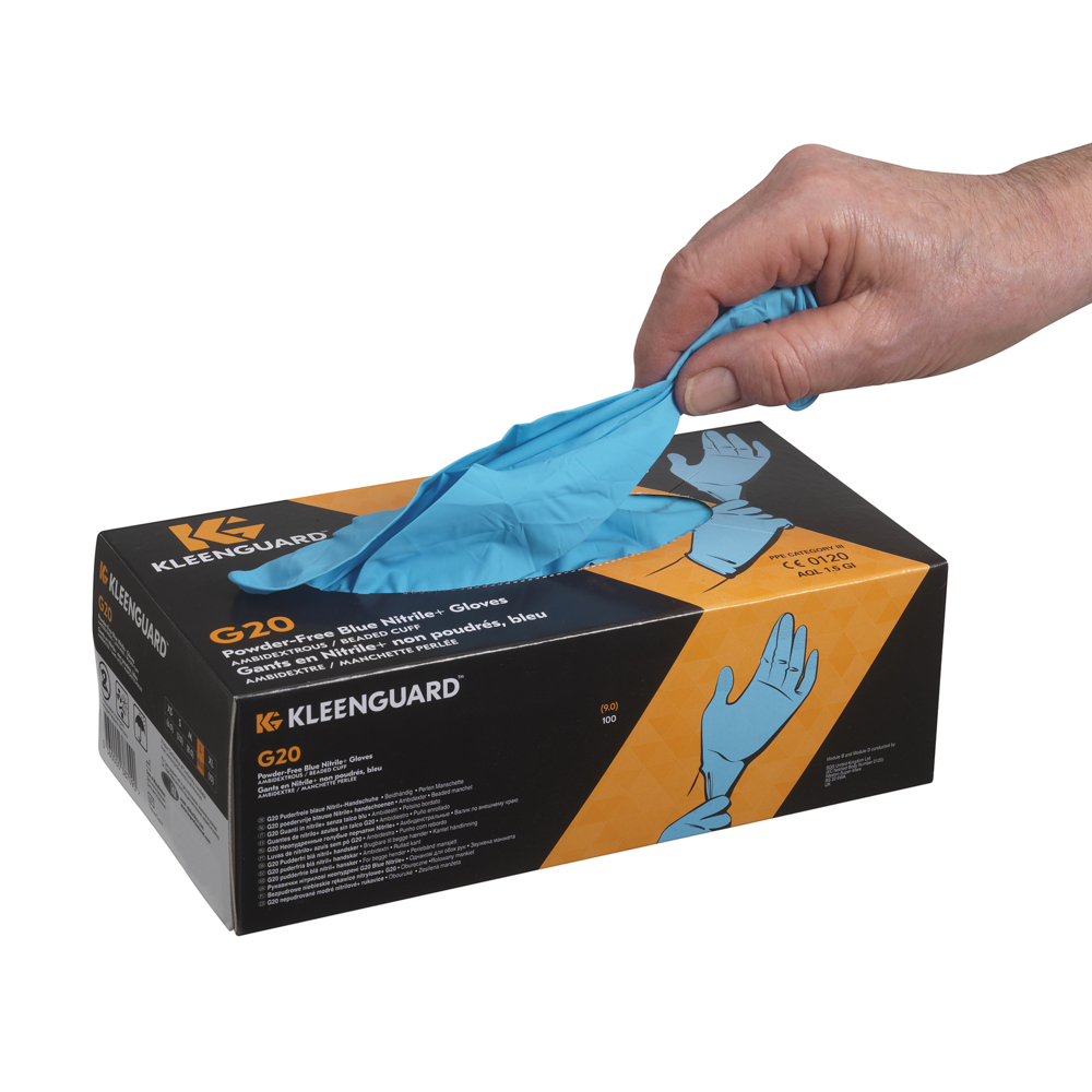 Gants ambidextres KleenGuard® G20 Nitrile 38706 - Bleu, XS, 10 x 100 (1 000 gants) - 38706