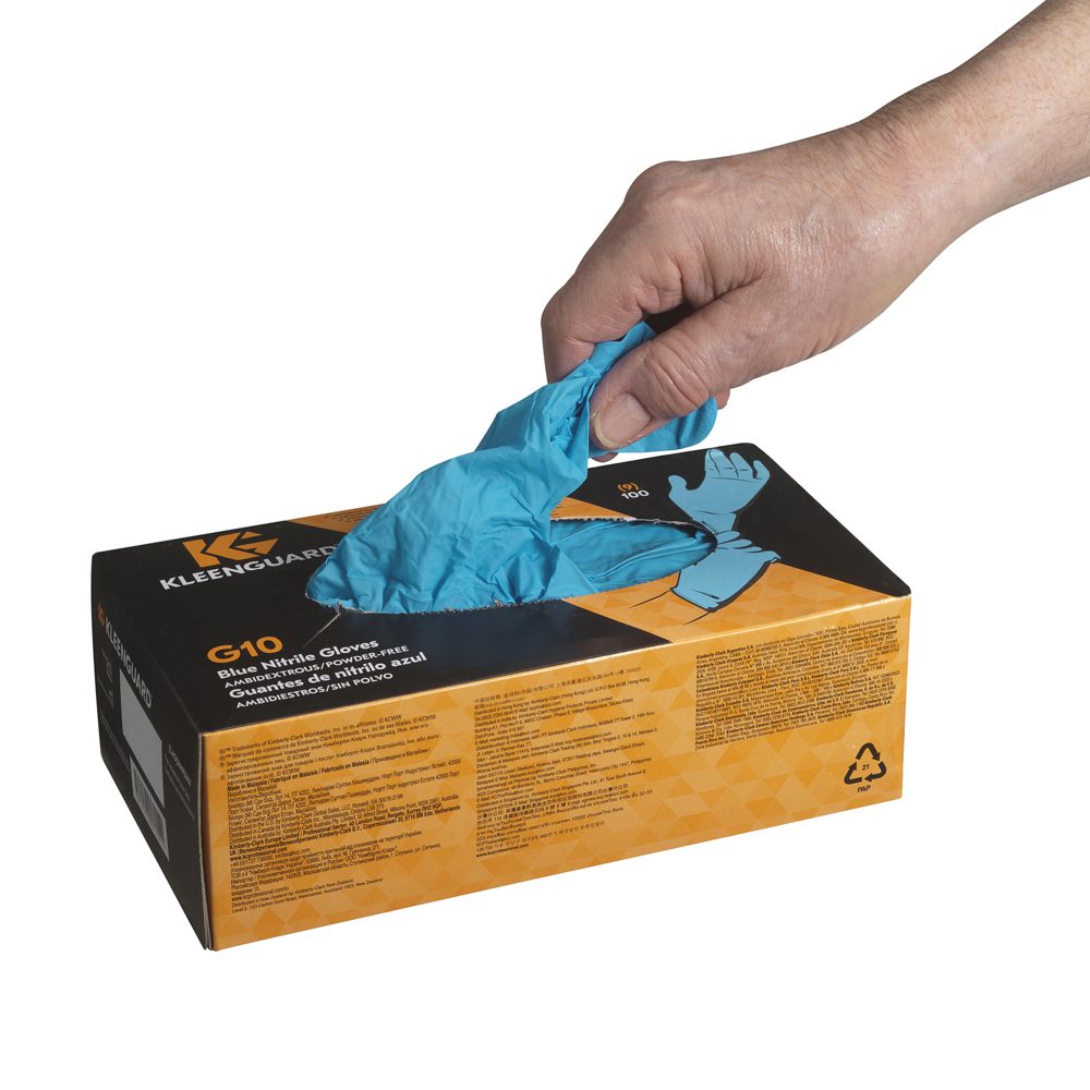 KleenGuard® G10 Nitrile Ambidextrous Gloves 57373 - Blue, L, 10x100 (1,000 gloves) - 57373