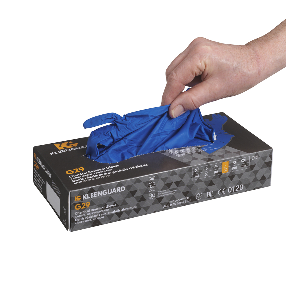 KleenGuard® G29 Beidseitig tragbare Lösungsmittel-Handschuhe 49825 – Blau, L, 10x50 (500 Handschuhe) - 49825