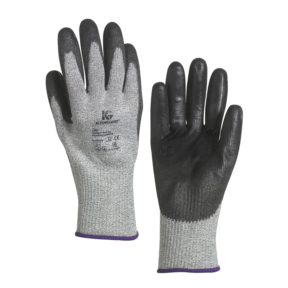 KleenGuard® G60 Endurapro™ Heavy Duty Polyurethane Coated Gloves 98235 - Grey & Black, 7,  1x12 pairs (24 total) - 98235