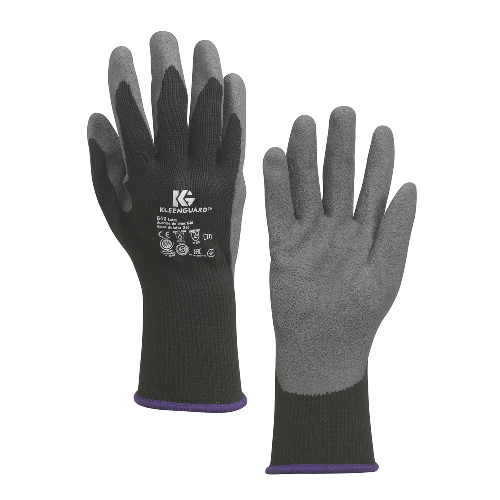Gants de forme anatomique en latex KleenGuard® G40 97273 - Gris et noir, taille 10, 5 x 12 paires (120 pièces au total) - 97273