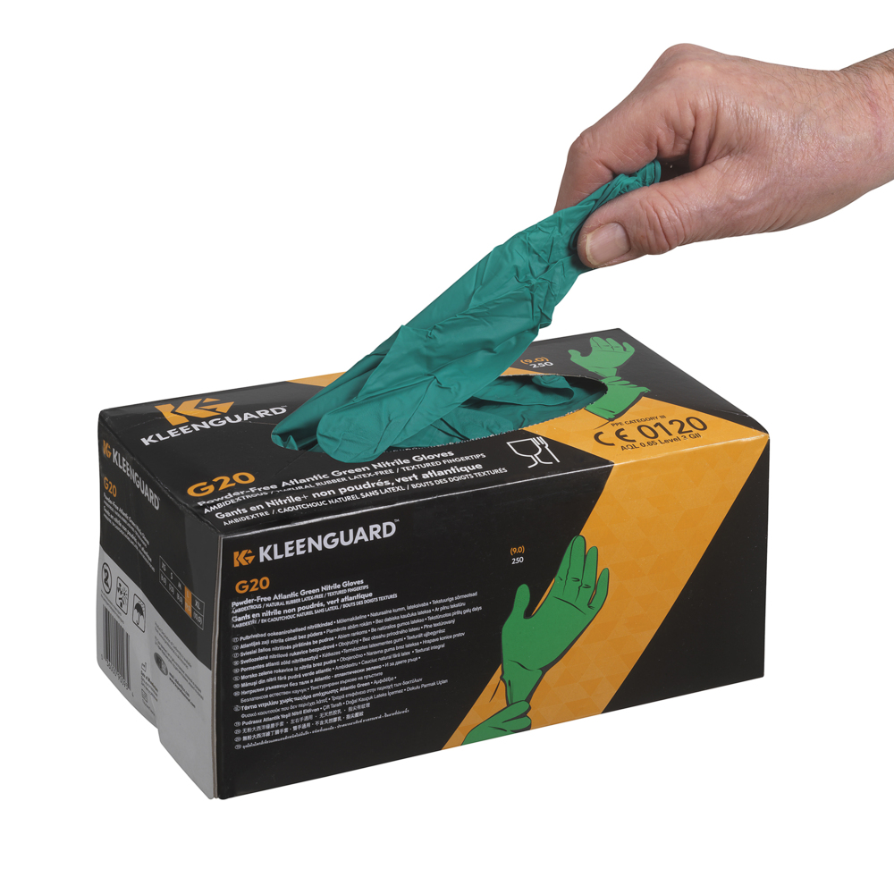 Gants ambidextres KleenGuard® G20 Nitrile 90091 - Vert, S, 10 x 250 (2 500 gants) - 90091