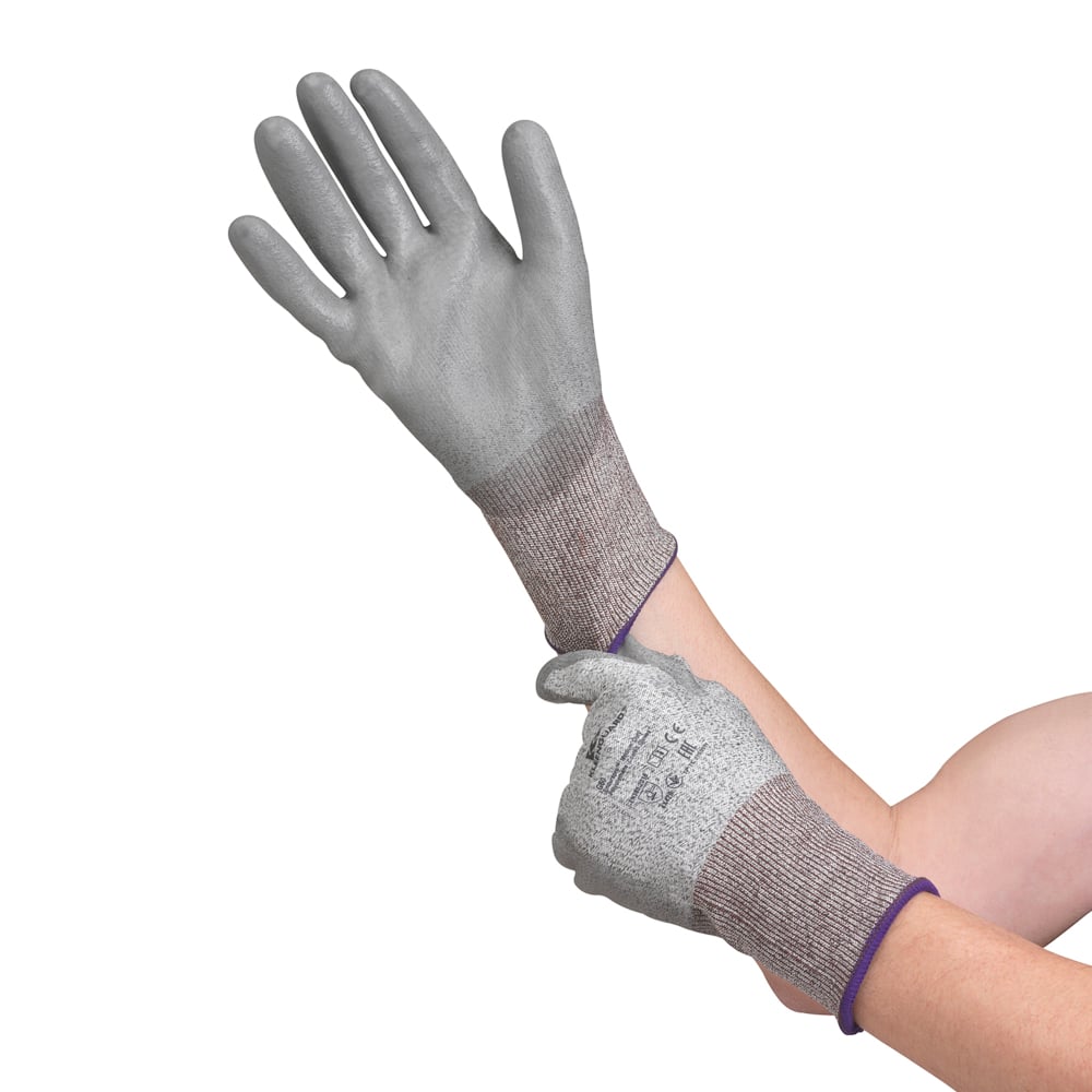 KleenGuard® G60 Endurapro™ Medium Duty Polyurethane Coated Gloves 13824 - Grey, 8, 1x12 pairs (24 gloves) - 13824