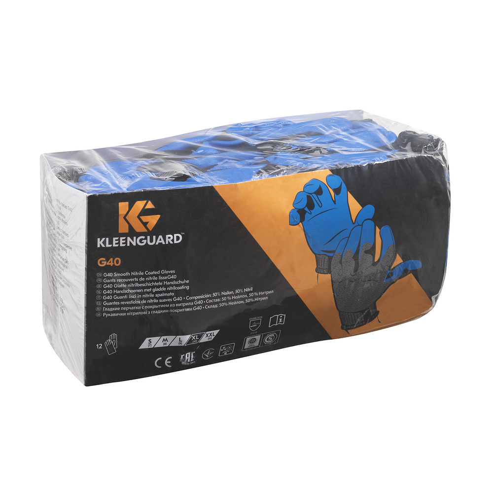 Gants de forme anatomique KleenGuard® G40 Nitrile lisse 13833 - Bleu, taille 7, 5 x 12 paires (120 gants) - 13833
