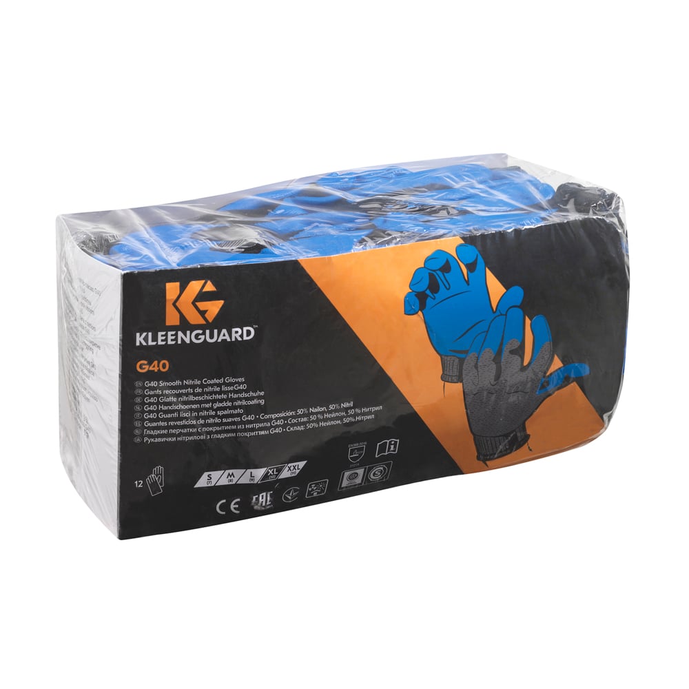 KleenGuard® G40 glatte, handspezifische Nitrilhandschuhe 40152 – Blau, 11, 5x12 Paar (120 Handschuhe) - 40152