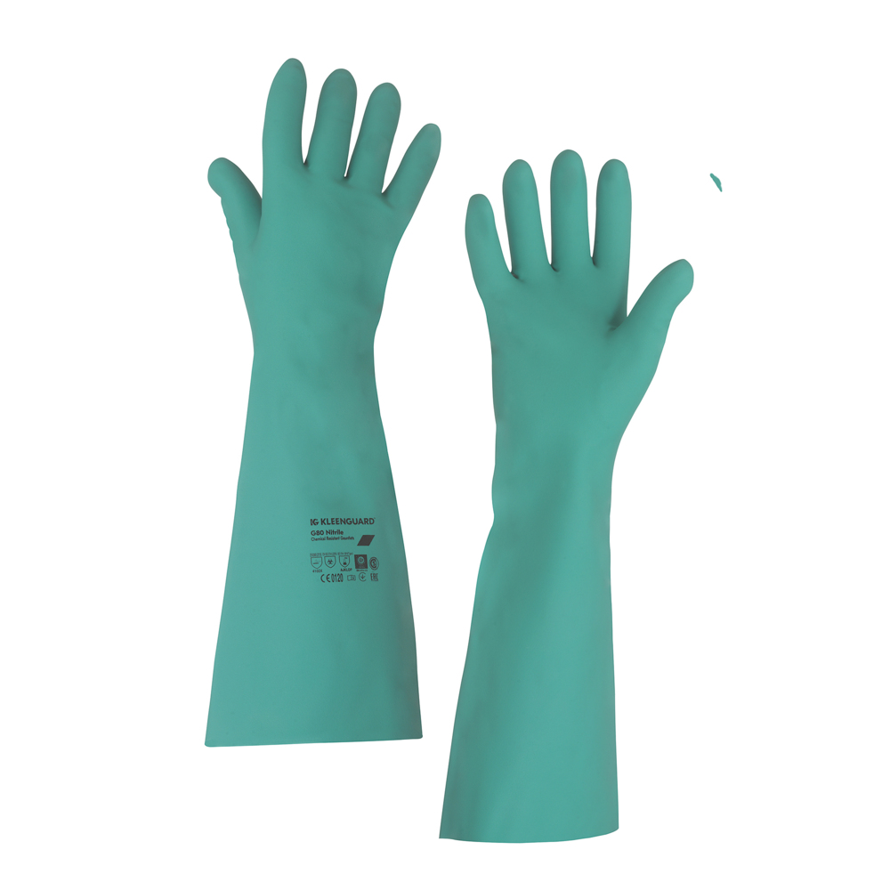 KleenGuard® G80 Chemical Resistant Hand Specific Gauntlet 25625 - Green, 11, 1x12 pairs (24 gloves) - 25625