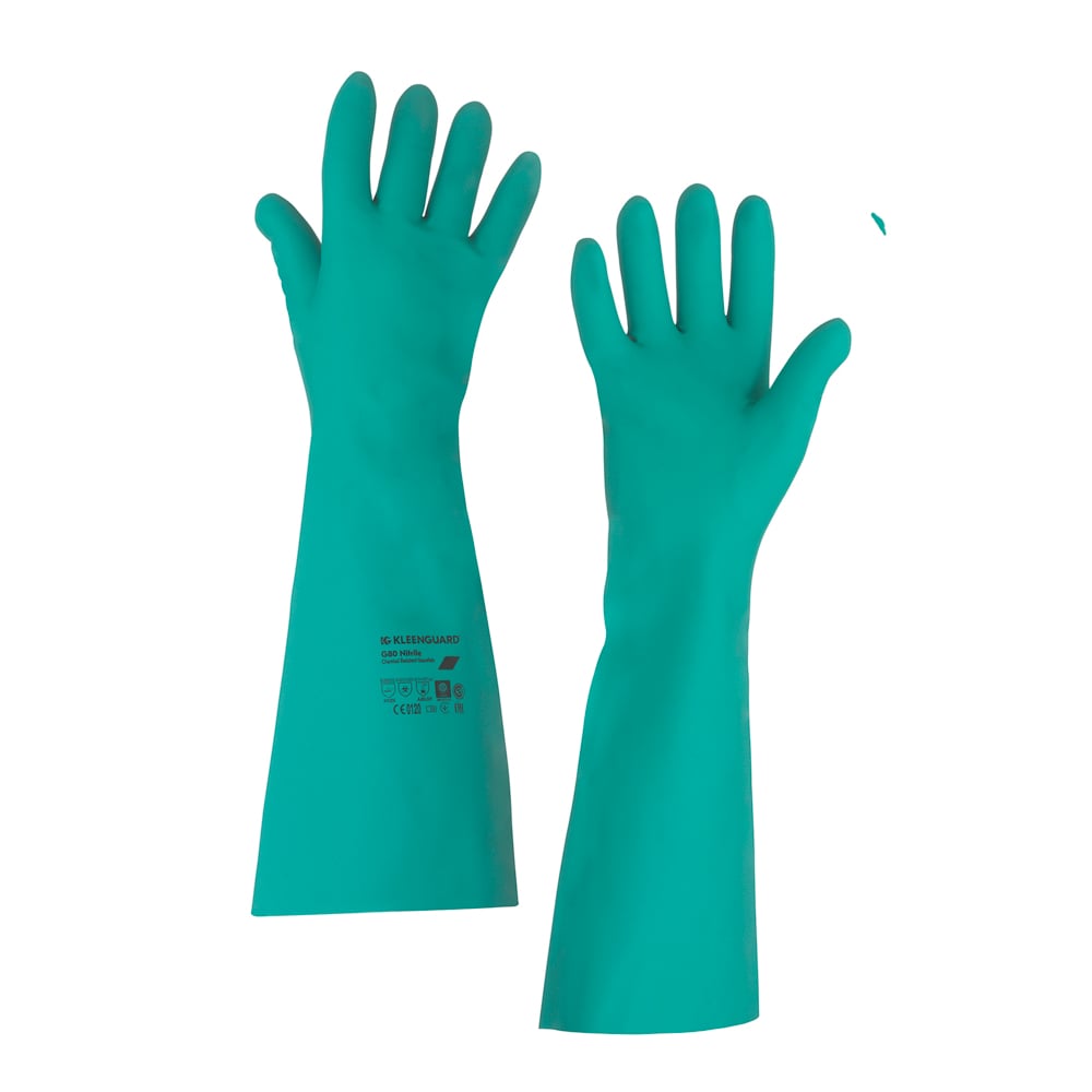 Gants de forme anatomique KleenGuard® G80 résistants aux produits chimiques 25625 - Vert, taille 11, 1 x 12 paires (24 gants) - 25625