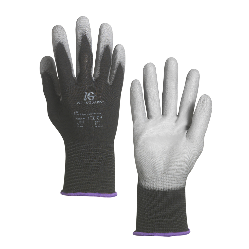 KleenGuard® G40 Polyurethanbeschichtete handspezifische Handschuhe 38730 – Grau, 11, 5x12 Paare (120 Handschuhe) - 38730