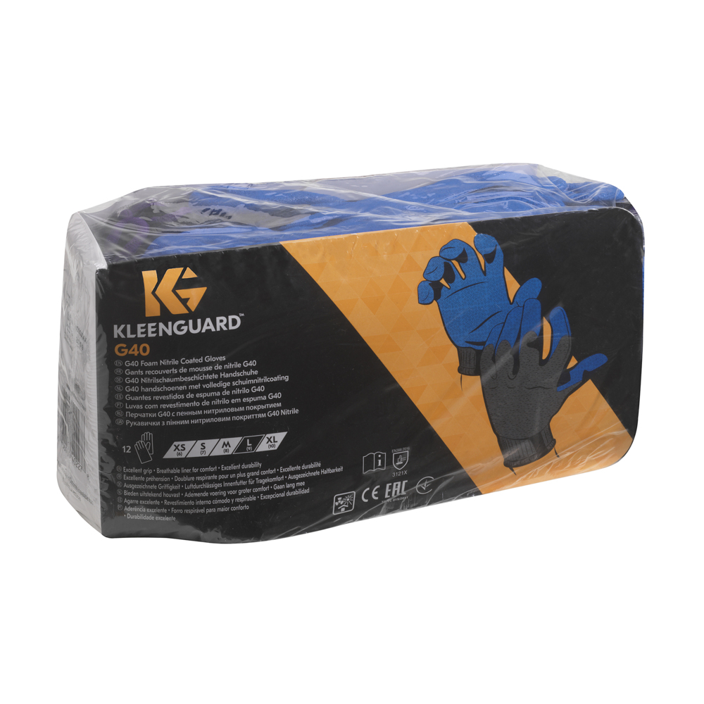 Gants de forme anatomique KleenGuard® G40 avec revêtement mousse 40228 - Noir, taille 10, 5 x 12 paires (120 gants) - 40228