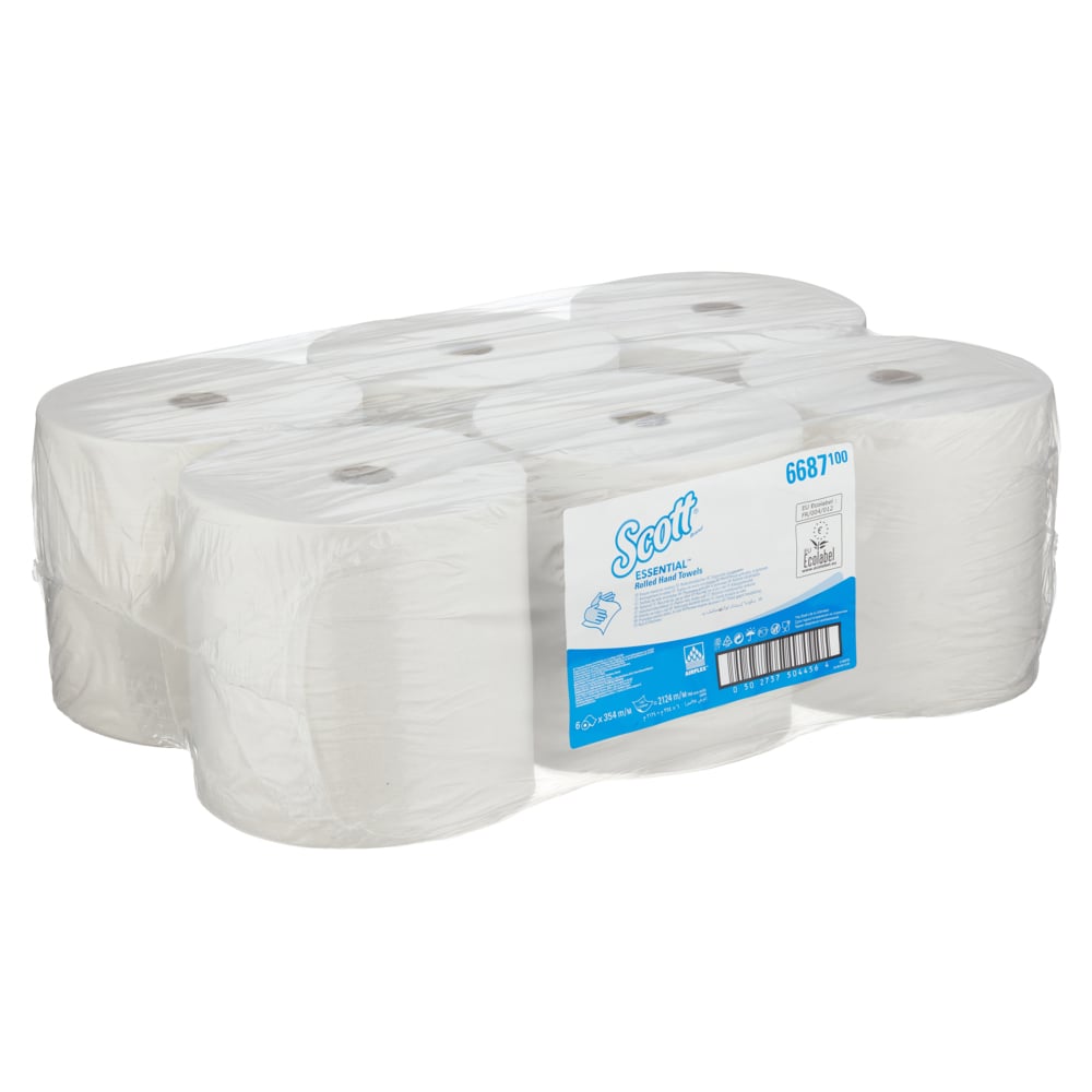 Scott® Essential™ XL Hand Towels 6687 - 6 x 354m white, 1 ply rolls - 6687