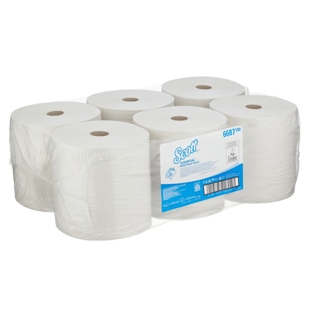 Scott® Essential™ XL Hand Towels 6687 - 6 x 354m white, 1 ply rolls - 6687