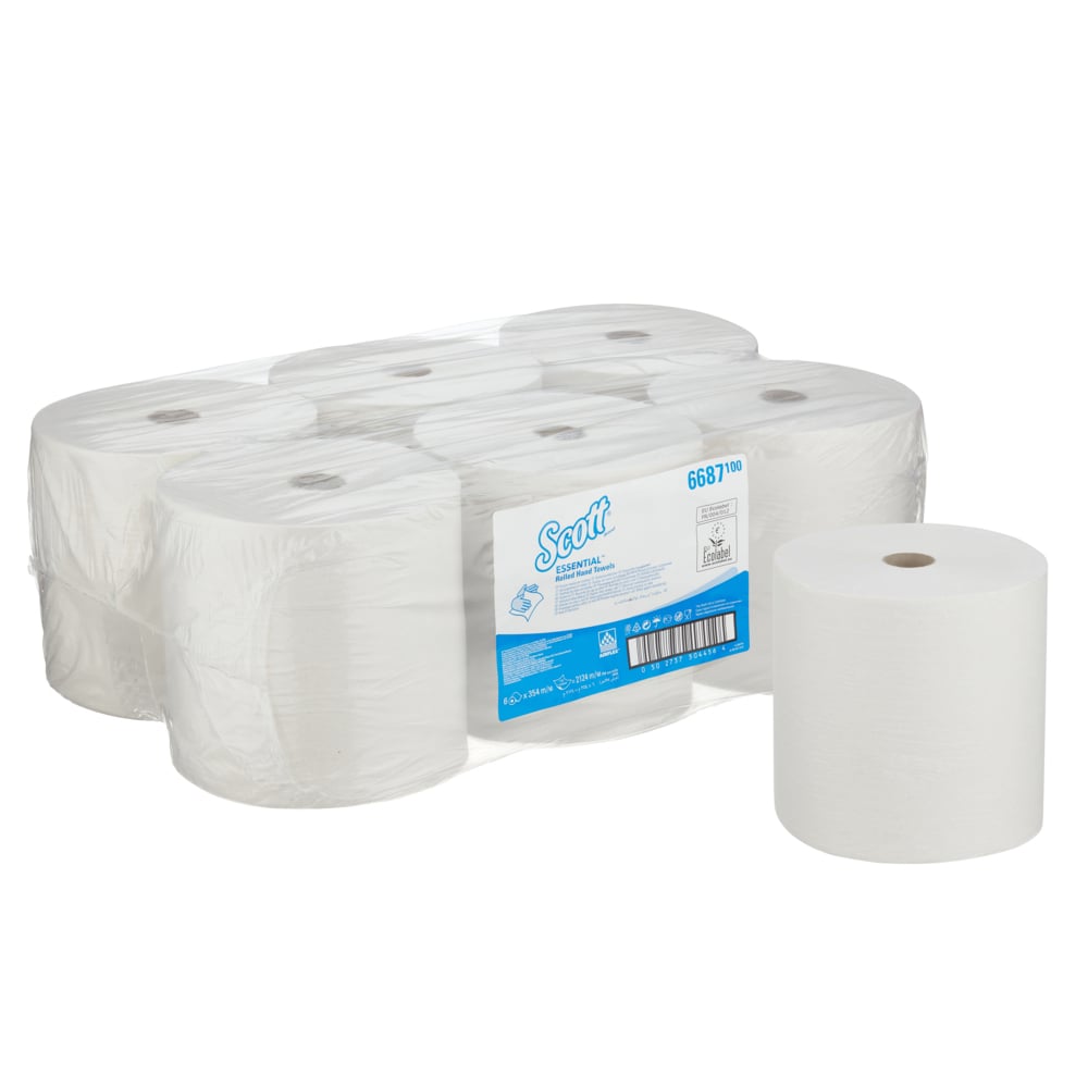 Scott® Essential™ XL papieren Handdoekjes 6687 - 6 x 354 m witte, 1-laags rollen - 6687