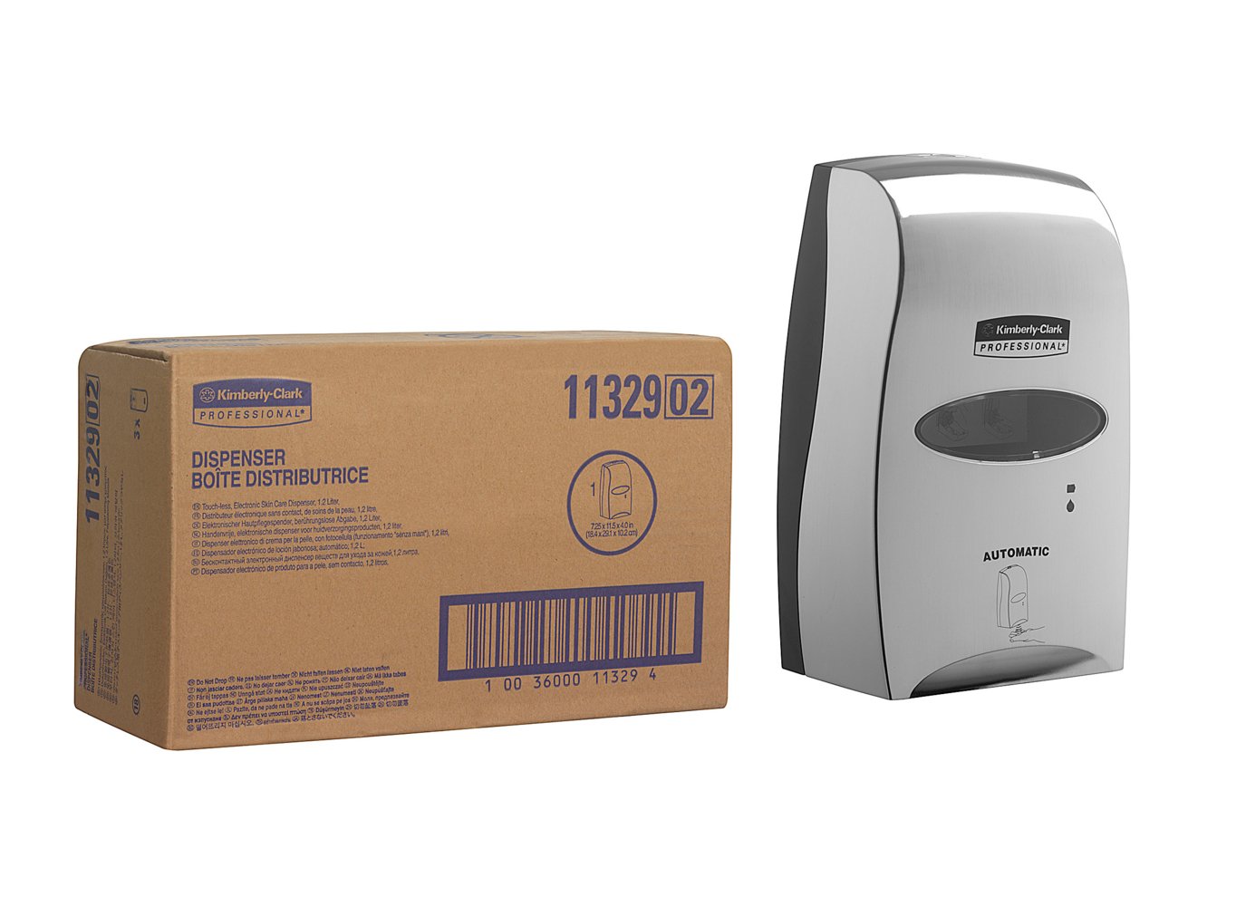 Distributeur automatique sans contact de savon pour les mains Kimberly-Clark Professional™ 11329 - 1 x distributeur chromé de désinfectant pour les mains (convient pour les recharges de 1,2 litre)