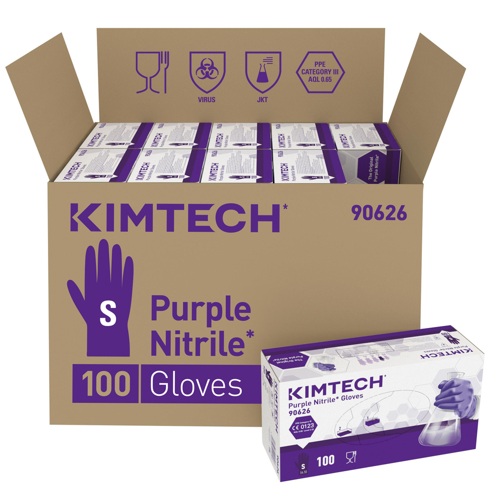 Gants ambidextres Kimtech™ Purple Nitrile™ - 90626, violet, taille S, 10 x 100 (1 000 gants) - 90626
