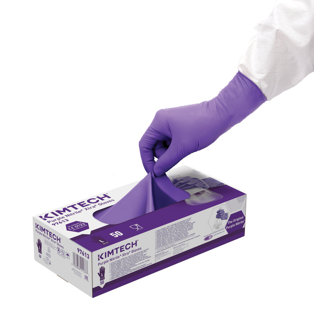 Kimtech™ Purple Nitrile™ Xtra™ beidseitig tragbare Handschuhe 97613 – Violett, L, 10x50 (500 Handschuhe) - 97613