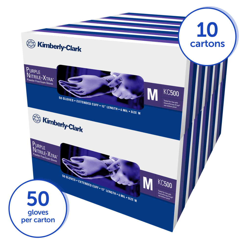 Kimtech™金特™紫色丁腈加长手套12"（双手通用），紫色，M，50只／盒，10盒／箱 - 991050602