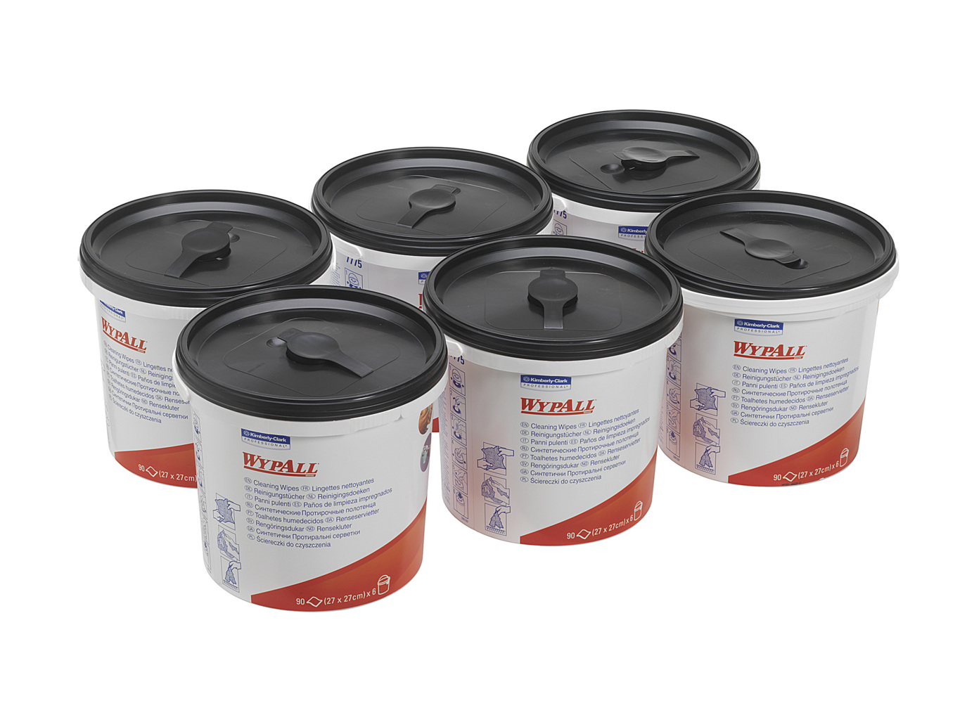 WypAll®劲拭®预浸润清洁擦拭布(桶装式)，绿色，90张/桶，6桶/箱 - S000007401