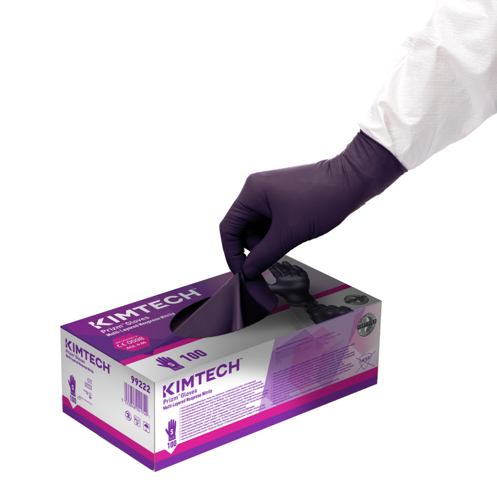 Kimtech™ Prizm™ mehrschichtige Neopren-Nitrilhandschuhe - 24 cm, beidhändig tragbar 99222 - dunkel violett / dunkel magenta / S – 10 Boxen x 100 Einmalhandschuhe (1.000 Handschuhe) - 99222