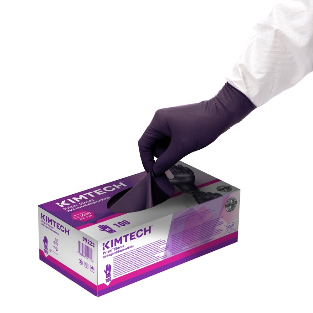 Kimtech™ Prizm™ Multi Layered Neoprene-Nitrile Gloves - 24cm Ambidextrous 99223 - Dark Violet / Dark Magenta / M - 10 Boxes x 100 Disposable Gloves (1,000 Gloves) - 99223