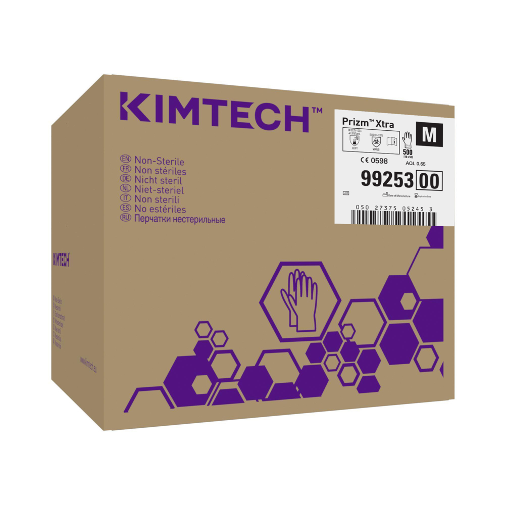 Guantes Kimtech™ Prizm™ Xtra™ multicapa de neopreno y nitrilo - 30 cm ambidiestros 99253 - violeta oscuro / magenta oscuro / M - 10 cajas x 50 guantes desechables (500 guantes) - 99253