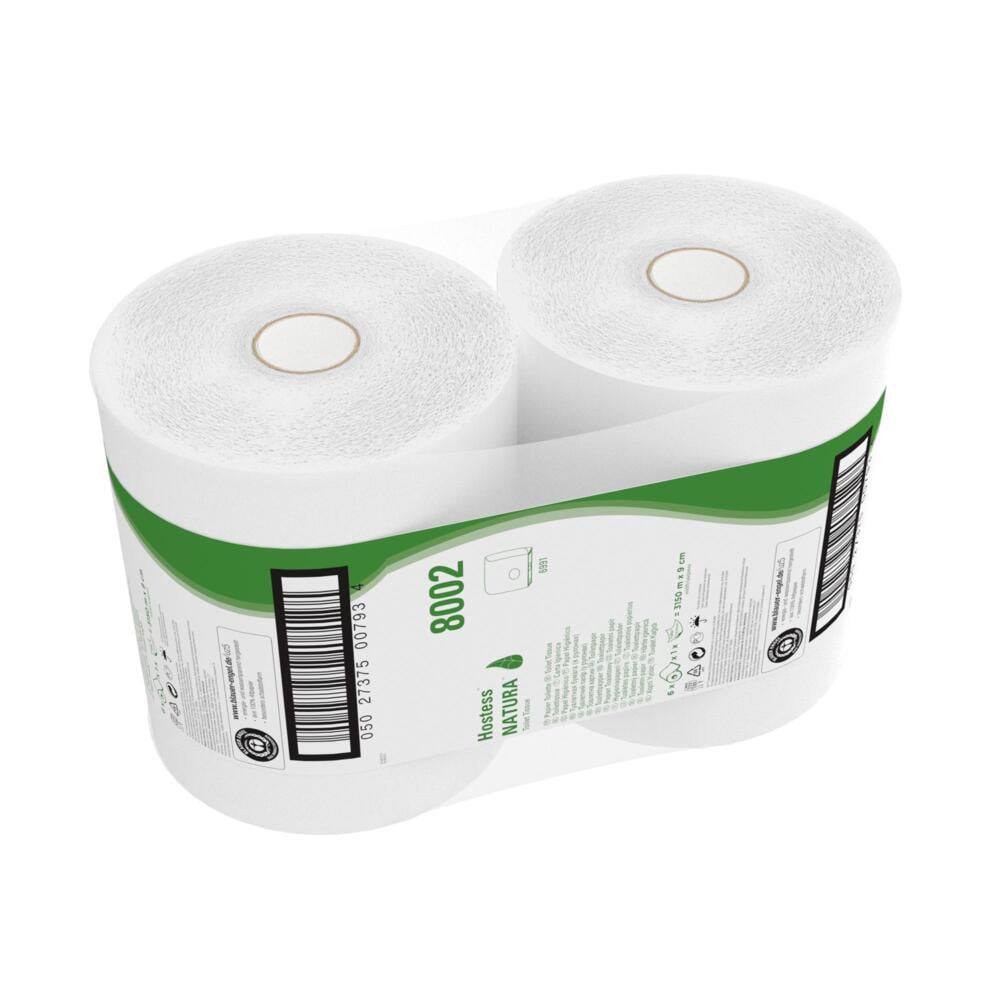 Hostess™ Natura™ Rouleau de papier toilette Jumbo 8002, 6 x 525 m, blanc, 1 épaisseur (3 150 m au total) - 8002