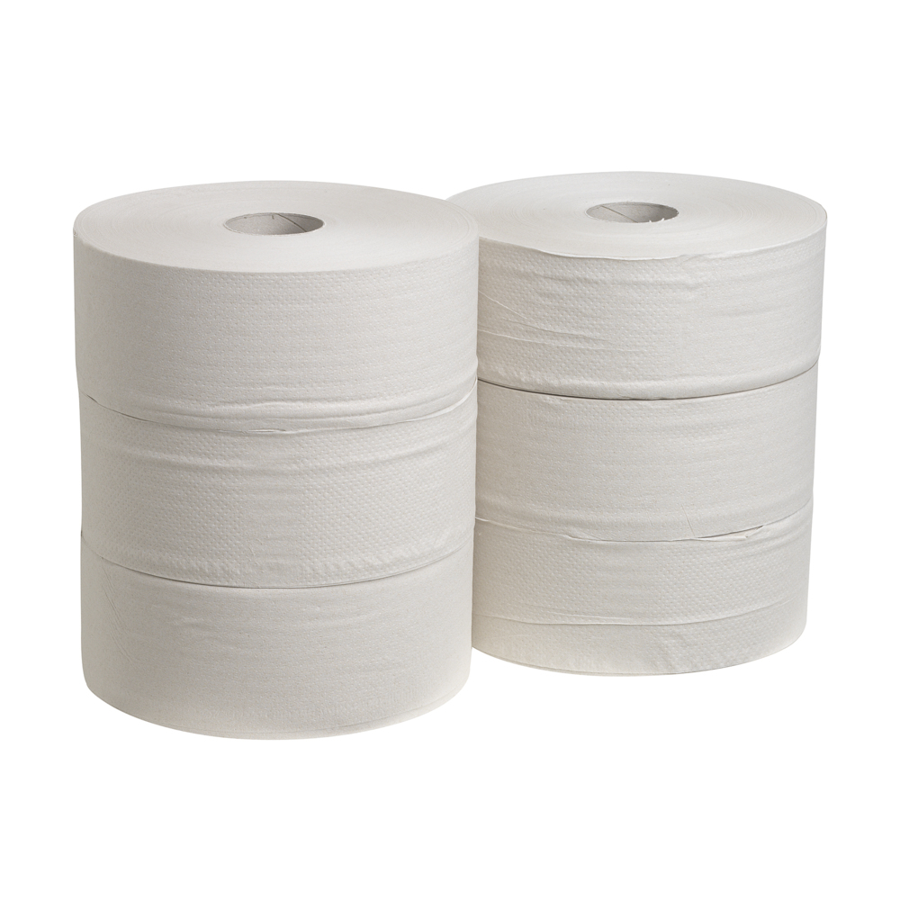 Hostess™ Natura™ Rouleau de papier toilette Jumbo 8002, 6 x 525 m, blanc, 1 épaisseur (3 150 m au total) - 8002