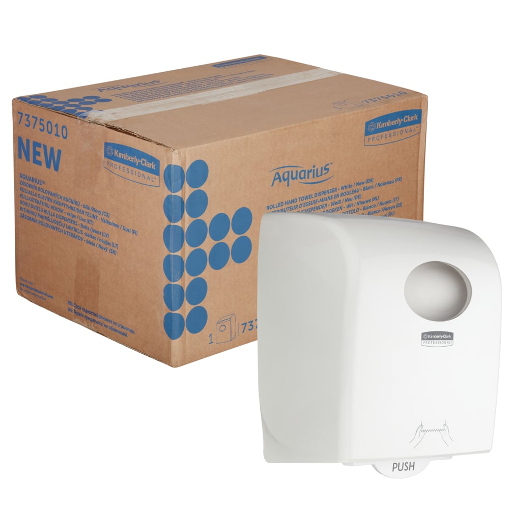 Aquarius™ Papierhandtücher Rollenspender 7375 – 1 x Papiertuchspender, weiß