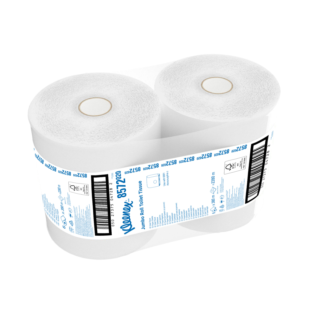 Papier toilette Kleenex® Jumbo - 8572 - 1 000 feuilles, blanc, 2 plis par rouleau (un paquet contient 6 rouleaux) - 8572