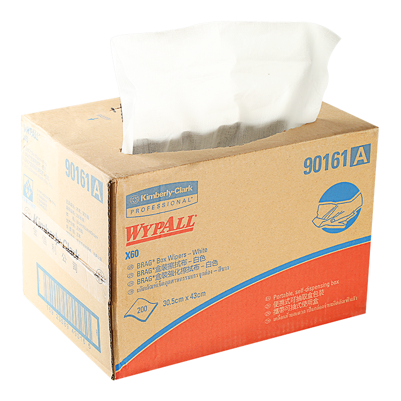 WypAll®劲拭®X60全能型擦拭布（抽取式），白色，200张/箱 - S050427944