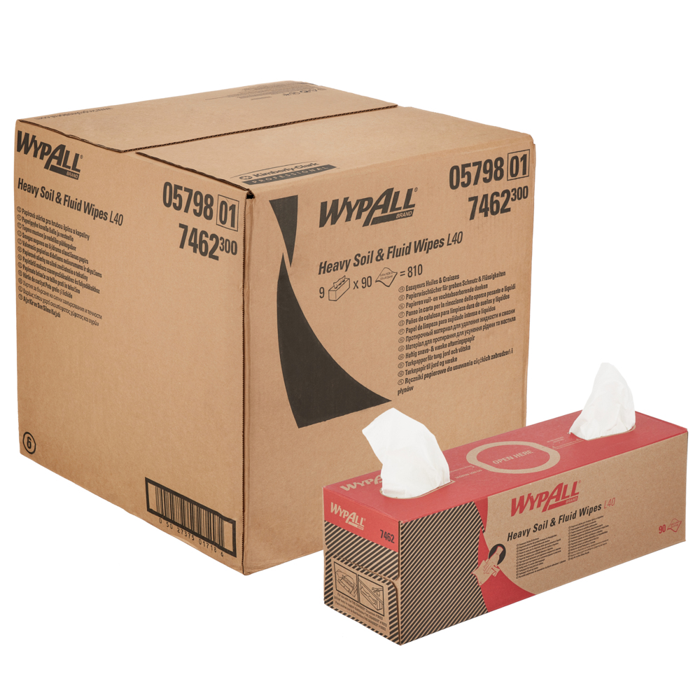 Essuyeurs WypAll® L40 Airflex™ - Boîte POP-UP™ 7462 - 90 formats blancs par boîte (9 boîtes par carton) - 7462