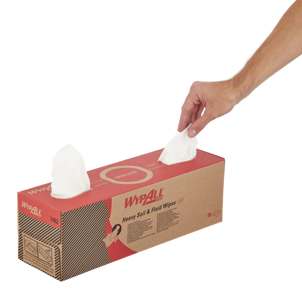 Essuyeurs WypAll® L40 Airflex™ - Boîte POP-UP™ 7462 - 90 formats blancs par boîte (9 boîtes par carton) - 7462