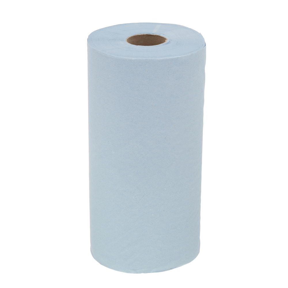 WypAll® Papierwischtücher für Lebensmittel & Hygiene L10, kompakte Rolle, 7225 – 24 Rollen x 165 Wischtücher, 1-lagig, blau - 7225