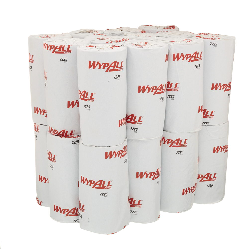 WypAll® Papierwischtücher für Lebensmittel & Hygiene L10, kompakte Rolle, 7225 – 24 Rollen x 165 Wischtücher, 1-lagig, blau - 7225