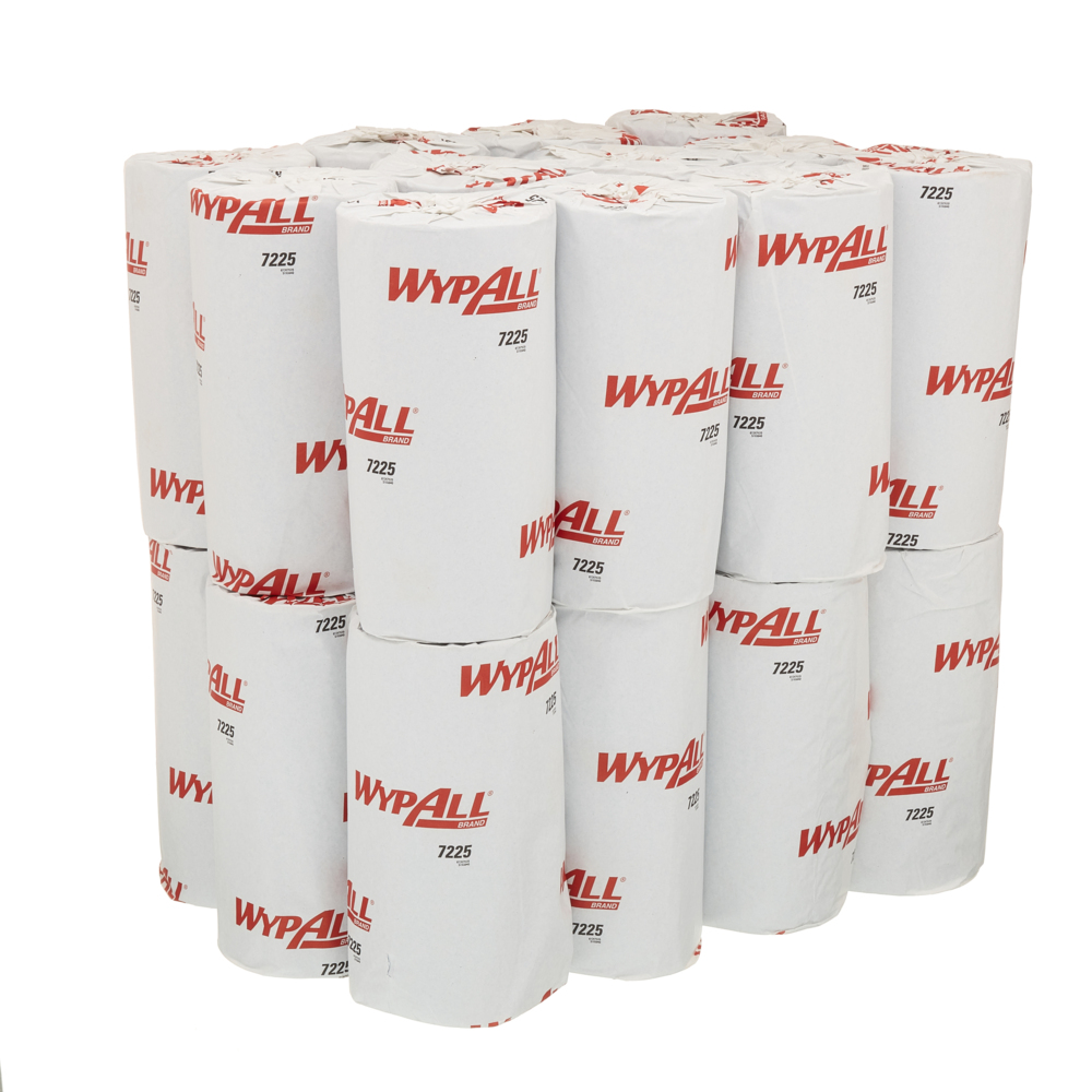 WypAll® Food & Hygiene Wiping Paper L10 Compact Roll 7225 - 24 rolls x 165 sheets, 1 ply, blue - 7225