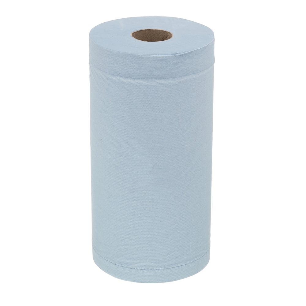 WypAll® Papierwischtücher für Instandhaltungsarbeiten L20, kompakte Rolle 7338 – 24 Rollen x 116 Wischtücher, 2-lagig, blau - 7338