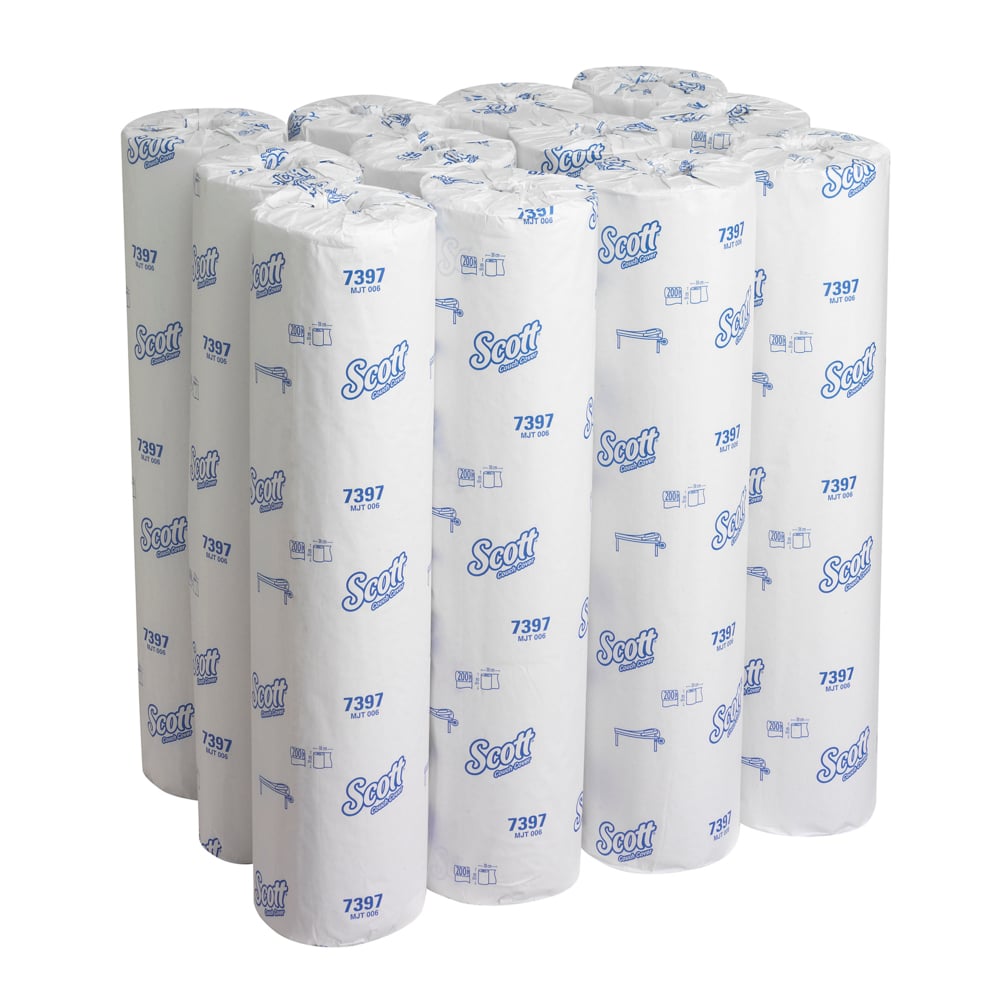 Drap d'examen Scott® (51W) 7397 - 12 rouleaux de 200 formats blancs, 1 épaisseur - 7397